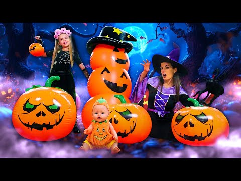 Una zucca fantasma prepara la gara di Halloween per Maya e Lina! Video di giochi per bambini