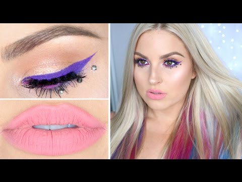 Colorful Festival Hair & Makeup! ? DIY Pink, Purple & Blue Hair Extensions