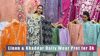 Linen & Khaddar Daily Wear Pret for 3k | Chikankari Embroidered 3pc Luxury Designs for 5k & 6k