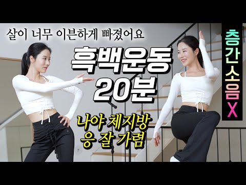 몸 무거운 날 가볍게 부담없이! 체지방 불태우는! 왕초보 OK👌🏻흑백운동 전신유산소 20분🔥