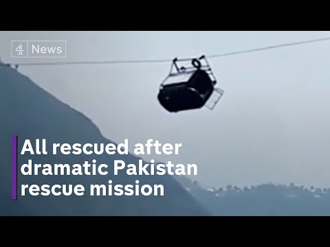 All eight rescued from dangling cable car in Pakistan