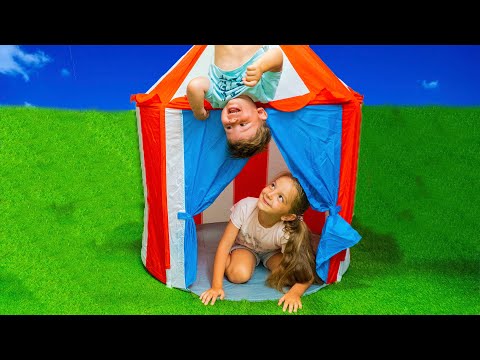 Ameli e Matteo costruiscono il Camping per i Bambini