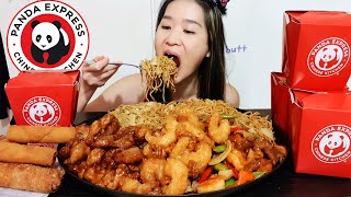 Panda Express Family Feast! Wok Seared Steak & Shrimp, Chow Mein Noodle, Orange Chicken Mukbang Asmr