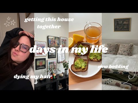 LIVING ALONE days in my life!! getting this house together, dying my hair, new bedding & more 🥑🫧