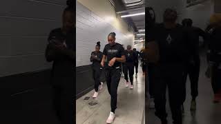 Las Vegas Aces get hyped up before heading onto court