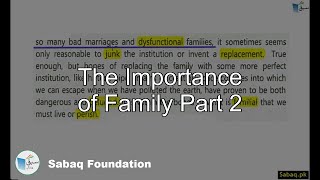 The Importance of Family Part 2