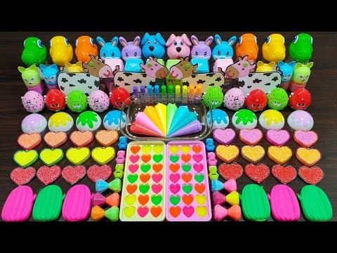 SATISFYING WITH CLAY PIPING BAG AND SLIME ! Mixing random things into glossy slime !!!