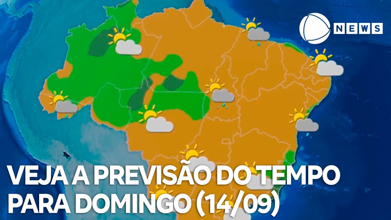 Confira a previsão do tempo para domingo (14/09)