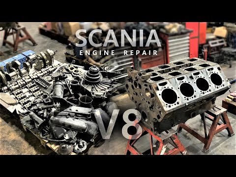 СБОРКА И ЗАПУСК 16-ЛИТРОВОГО V8 ДВИГАТЕЛЯ SCANIA. ПРОБЕГ 1.6 МЛН КМ. DC16 PDE