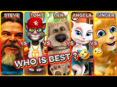 Steve 🆚️ Tom 🆚️ Ben 🆚️ Angela 🆚️ Ginger Who Is Best ? 🤔 🤣 | I Am Steve Song 🎵 🤣 | TOM THE SINGER 👨‍🎤