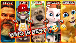 Steve 🆚️ Tom 🆚️ Ben 🆚️ Angela 🆚️ Ginger Who Is Best ? 🤔 🤣 | I Am Steve Song 🎵 🤣 | TOM THE SINGER 👨‍🎤