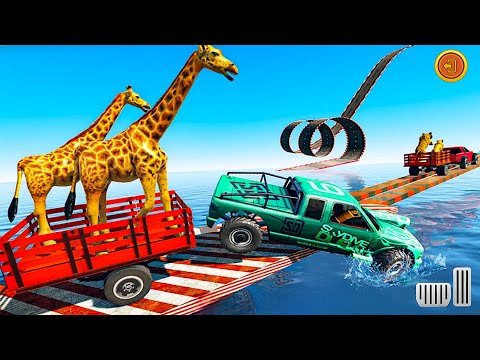 Wild Animal Transport Ramp Car Driving Stunts Games - Gameplay hd