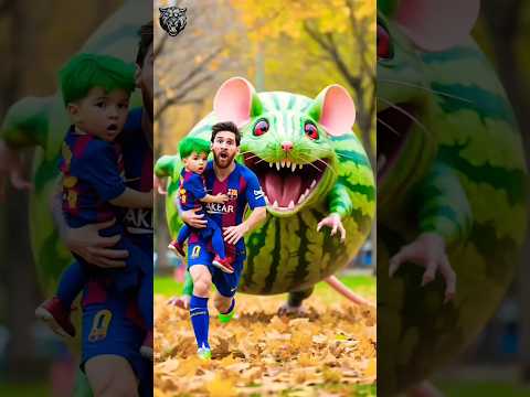 Ronaldo creates giant watermelon rat to fight Messi #ronaldo #football #messi #mouse #trending
