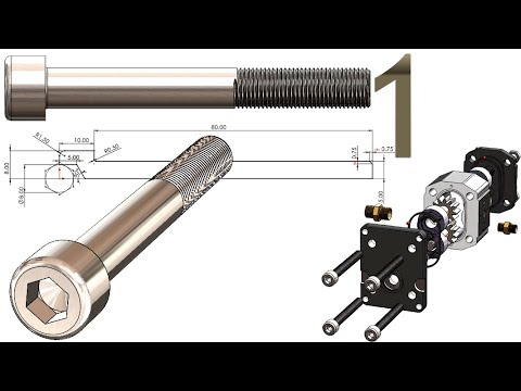 1-Project 52| Hydraulic Gear Pump 2 |SolidWorks Tutorial: Hex socket bolt M10x80 (allen bolt)