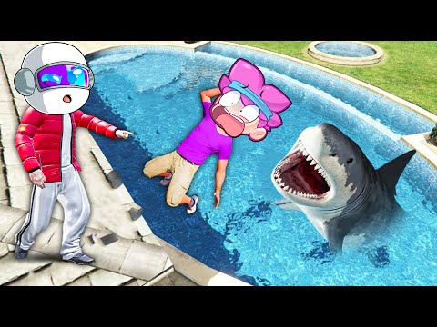 Sobrevive a los Tiburones Asesinos en GTA 5 😭🦈 LOS COMPAS en GTA V