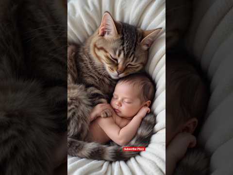 Cute Cat Love With Human Baby ❤️🥰 #cats #catvideos #catlovers #meow #catshorts #shorts #virals