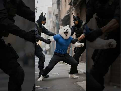 The puppy's father was captured by the black dog#funny #dog #dogs #story #animals #pets #cute