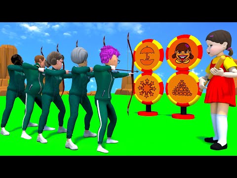 Scary Teacher 3D vs Squid Game Archery Dalgona HoneyComb Candy vs Thanos Nick 5 Times Challenge