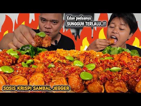 Amon cewek apa cowok ? Mukbang sosis krispi SAMBAL JEGGER + Mie goreng, Kamerkaan Parah