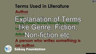 Explanation of Terms like Genre, Fiction, Non-fiction etc.