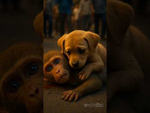 Puppy and Monkey Sad Story 😢 #shorts #cartoonvideo #viralvideo