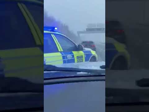 Police Car Spins Out on Icy UK Motorway! ๐ฑ Massive Snow Crash Chaos #shorts