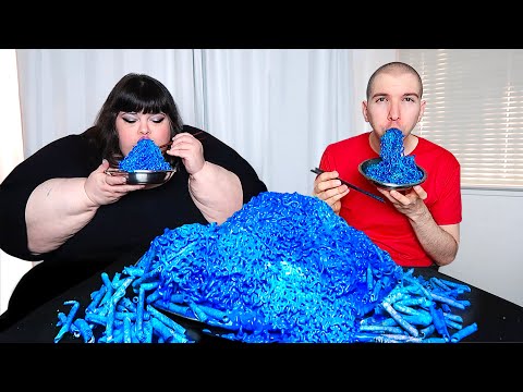 EXTREME BLUE TAKIS FIRE NOODLES WITH HUNGRY FAT CHICK • Mukbang & Recipe