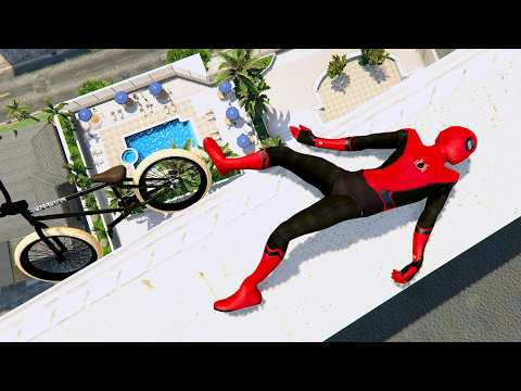 GTA 5 - Spiderman BMX Parkour Jumps Vol.69 (Euphoria Ragdolls)