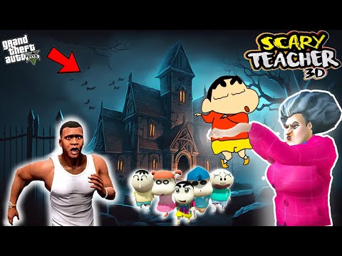 Franklin and Shinchan and his Friends Fight With Scary Teacher 3D For Save Avengers in GTA V (Hindi)