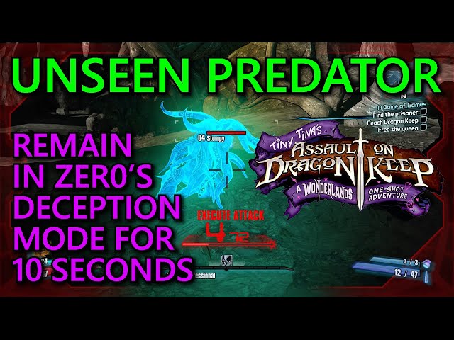 Tiny Tina's Assault On Dragon Keep: Unseen Predator Guide: Zer0's Decepti0n Mode For 10 Seconds