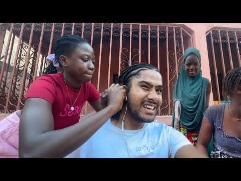 Bissau girl making african hair style for Indian | Guinea bissau