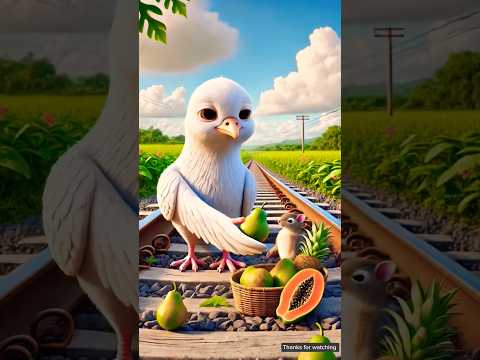 A big pigeon plants a papaya tree on a train track and gives it lots of water 😭 #ai​ #p