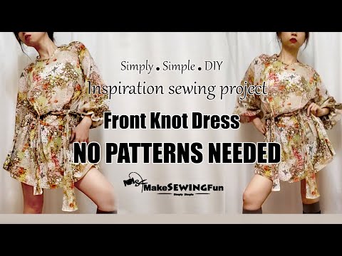 How to sew front knot dress | Puffy Sleeves dress...