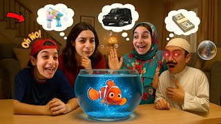 لما اخوك الصغير🍼يلاقي السمكه نيمو🐠وتطلع بتحقق الأمنيات✨(السمكة السحرية)🎉الكارثه الحقيقه💔😱!!|روان😍