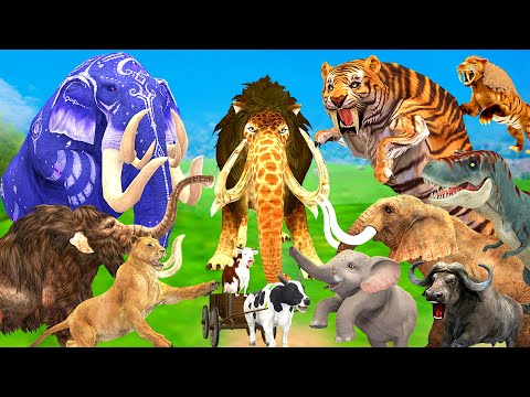 Giant Elephant Cow Gorilla vs Zombie Tiger Lion Dinosaur Attack Baby Elephant Fight Cartoon Animals