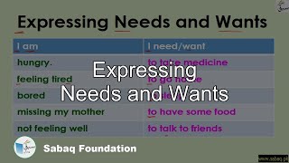 Expressing Needs and Wants