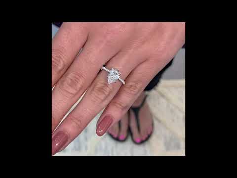 1.73 CT PEAR SHAPE DIAMOND PAVE PRONGS ENGAGEMENT RING