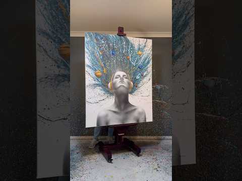 Ashvin Harrison Artist Painting Charcoal, acrylic and oil paint of music and space theme on canvas