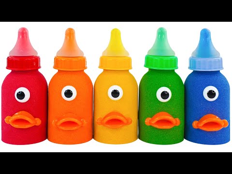 ASMR Kinetic Sand | How To Make Rainbow Duck Milk Bottle From Kinetic Sand Cutting | By Yo Yo