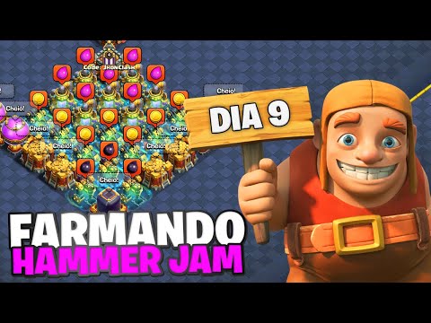 HAMMER JAM DIA 9! CV17 CHEGANDO E FARMANDO E ANALISANDO VILAS CLASH OF CLANS!