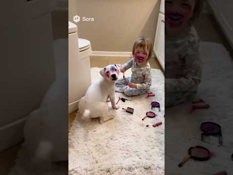 Dad Walks In On Baby Giving Puppy a Makeover 💄😂