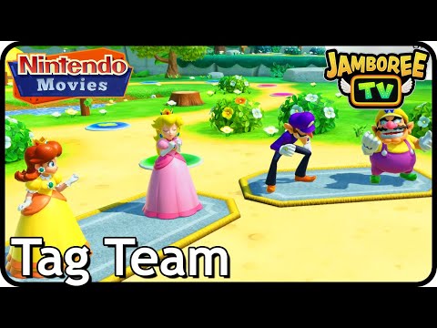 Super Mario Party Jamboree - Mega Wigglers Tree Party (Tag Team, Peach & Daisy vs Wario & Waluigi)