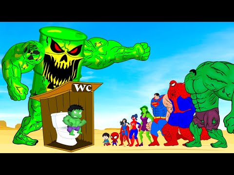 Team HULK Family & SPIDERMAN, SUPERMAN vs MONSTER RADIATION : Eat Wild Mushrooms - With Battle In WC