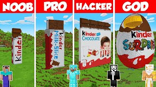 Kinder Chocolate Build Battle Challenge - Noob vs Pro vs Hacker vs God - Minecraft Animation