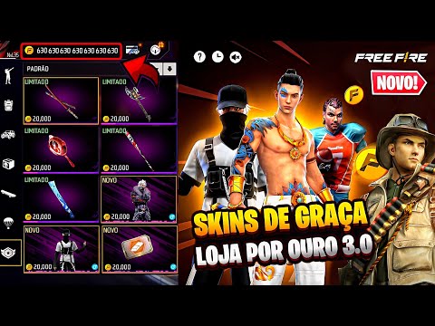 SE PREPARA!! NOVA LOJA POR OURO, PEGUE AS SKINS DE GRAÇA, AVENTUREIRO? E TROCA DE NICK? - FREE FIRE