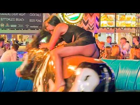 😲Girl in Beautiful Dress Riding on a Bull in Benidorm |  Epic Fail October 2024