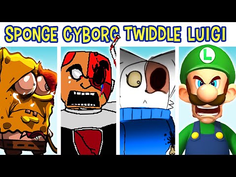 FNF AETHOS | CYBORG vs SPONGEBOB vs LUIGI vs TWIDDLEFINGER █ Friday Night Funkin' Lyrics Mod