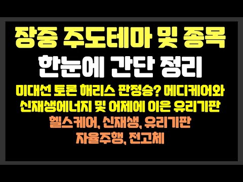 미대선 토론 해리스 판정승? 메디케어와 신재생에너지 및 어제에이은 유리기판 /필옵틱스,우리바이오,라이콤,와이씨켐,셀루메드,오성첨단소재,sk이터닉스,제일일렉트릭,셀바스헬스케어,SDN