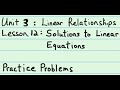 Linear Equations and Word Problems