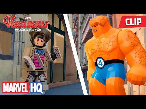 LEGO MARVEL: MISSÃO DEMOLIÇÃO PARTIDA DE CARTAS DE GAMBIT E DO COISA